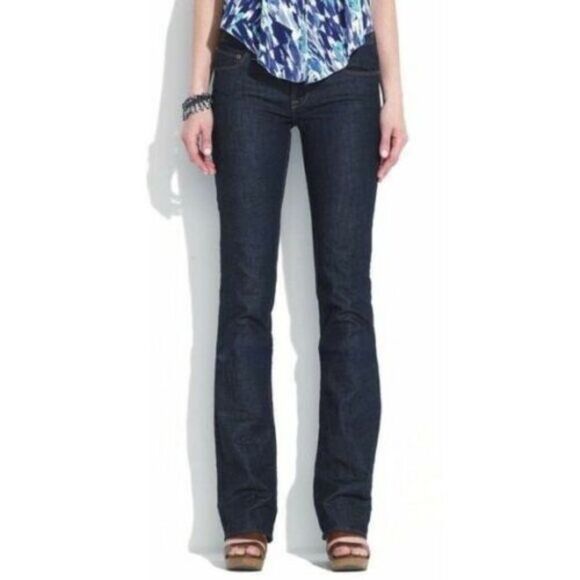 Madewell Bootlegger Dark Wash Whiskered Jean Sz 26